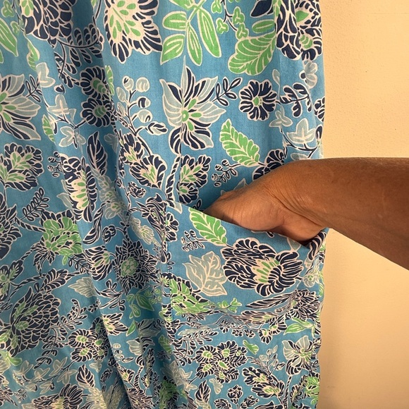 Anthony Richard’s Women's Size Large House Dress Muumuu Blue Floral Ruffle Hem - Picture 5 of 10